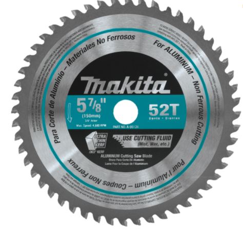 5 7/8" 52T Carbide Tipped Saw Blade, Aluminum