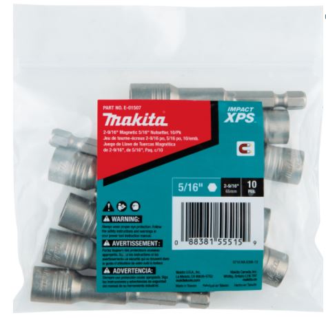 Aprietatuercas Makita de 5/16'', paquete de 10