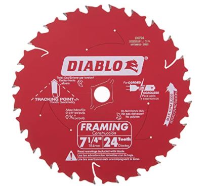Hoja de sierra circular para enmarcar FD de 7-1/4 pulg. y 24 dientes