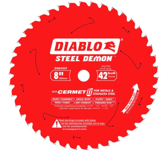 FD 8 in. x 42 Tooth Steel Demon Cermet II Carbide Blade for Ferrous Metals & Stainless Steel