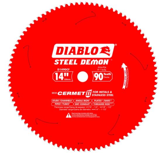 14 in. x 90-Tooth Steel Demon Cermet II Carbide Blade for Ferrous Metals and Stainless Steel