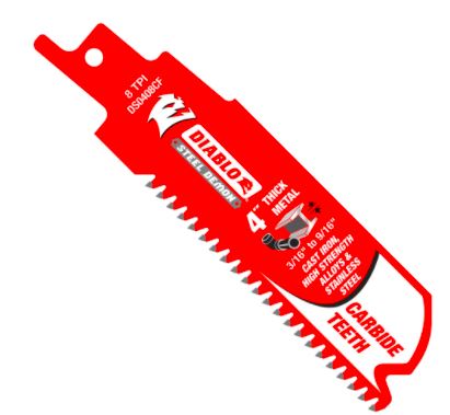 Hojas recíprocas de carburo FD de 4 pulg. y 8 dientes por pulgada para corte de metal grueso (paquete de 3)