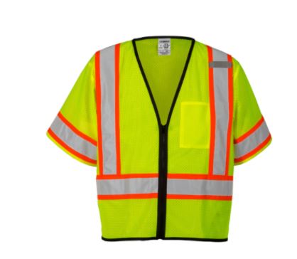 Chaleco de malla en contraste con un solo bolsillo Kishigo, color lima, talla 3 L/XL
