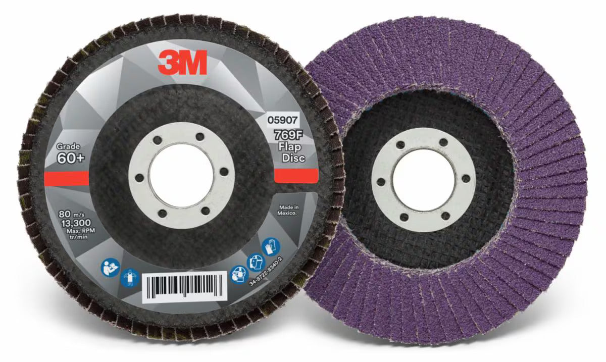 Flap Disc 769F, 60+, T27 Quick Change, 4-1/2 in x 5/8 in-11, 10 ea/Case