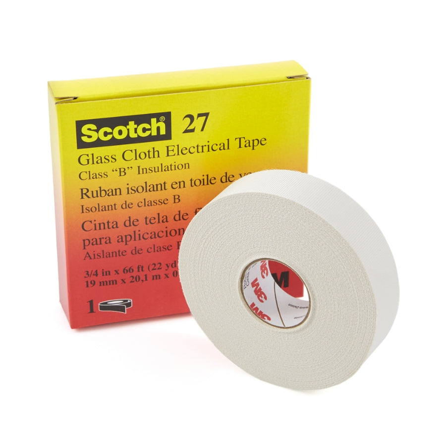 3M Glass Cloth Electrical Tape 27, 3/4 in x 66 ft, 50 Rolls/Case