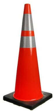36", 10 lb Orange Cortina DW Series Traffic Cone, w/ 4" & 6" Reflective Collars