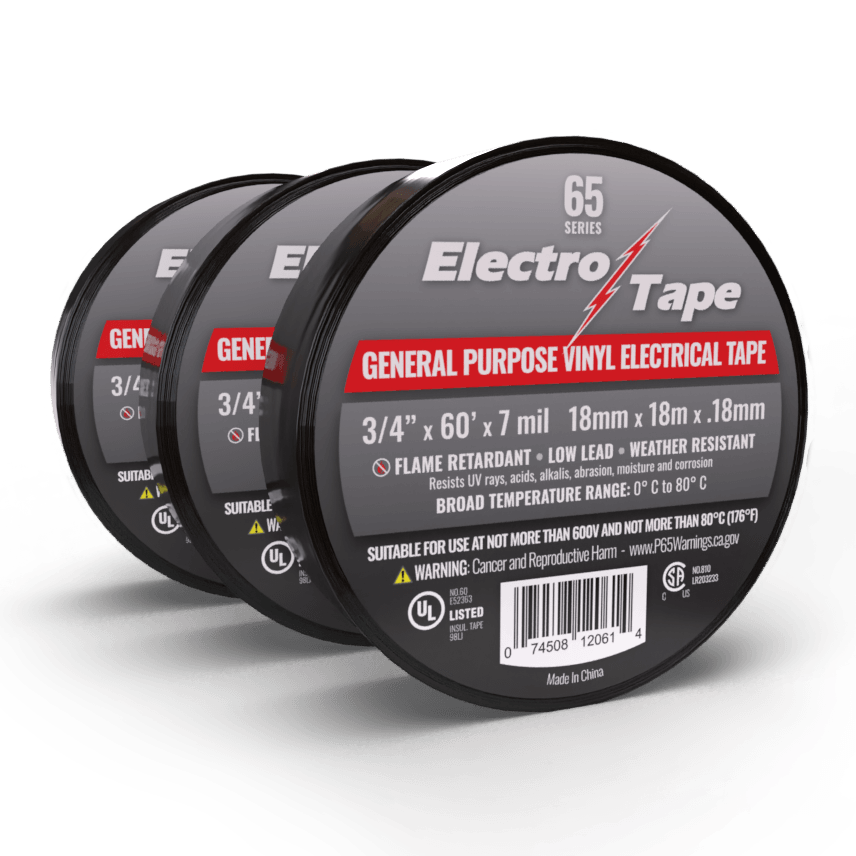 3/4'' x 60' Black Electrical Tape