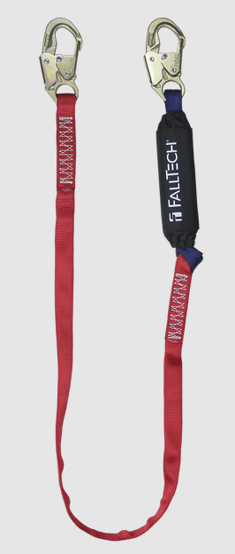 Cuerda de seguridad con absorción de energía Ironman de 6' y 12' de caída libre, de una sola pierna con ganchos de seguridad de acero