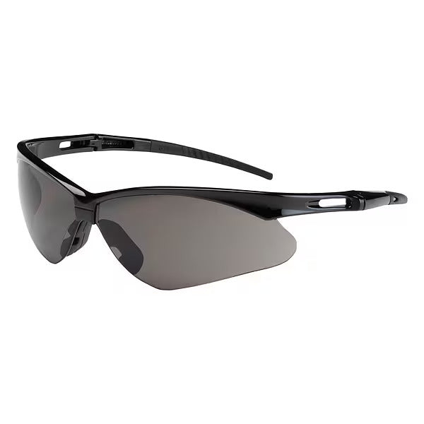 Gafas de seguridad semi al aire con marco negro, lentes transparentes y revestimiento antirayaduras