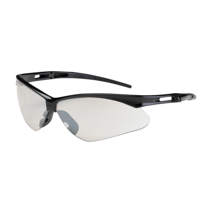 Gafas de seguridad semi al aire con marco negro, lentes I/O y revestimiento antirayaduras