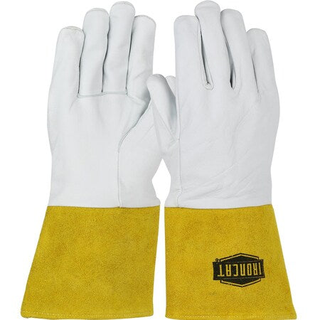 Ironcat Premium Top Grain Kidskin Leather Tig Glove with Kevlar Stitching- Split Leather Gauntlet Cuff; Medium