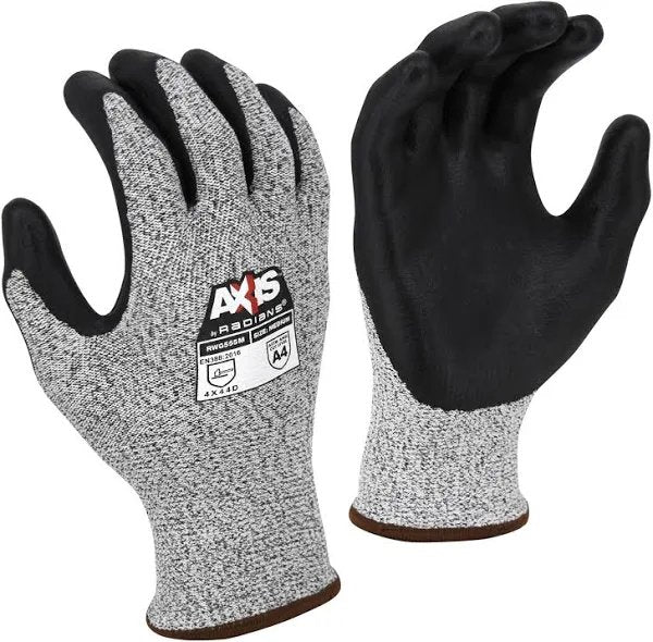 Radians Cut 4 Salt & Pepper HPPE w/Black Foam Nitrile Palm Coating L