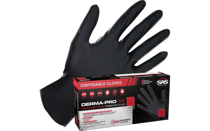 Guantes de nitrilo Derma Pro sin polvo para exámenes, 4,5 milésimas, grandes