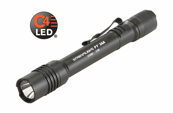 Black Tactical Handheld Flashlight, Alkaline AA, 250/18lm