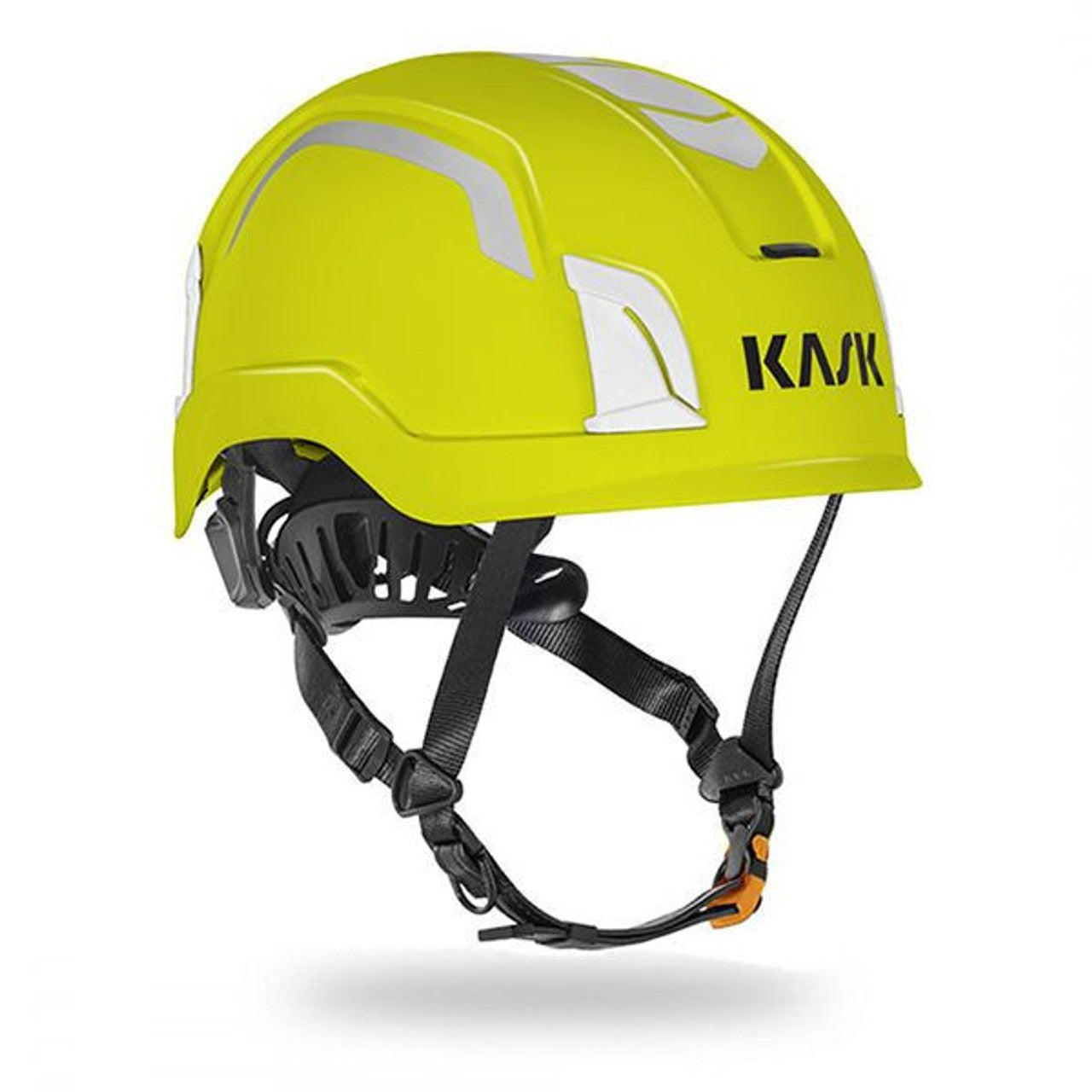 Zenith X2 - Casco dieléctrico fluorescente amarillo de alta visibilidad ANSI Z89.1 Tipo 1 y Tipo 2 - Clase E con clips de lámpara luminiscentes y calcomanías reflectantes