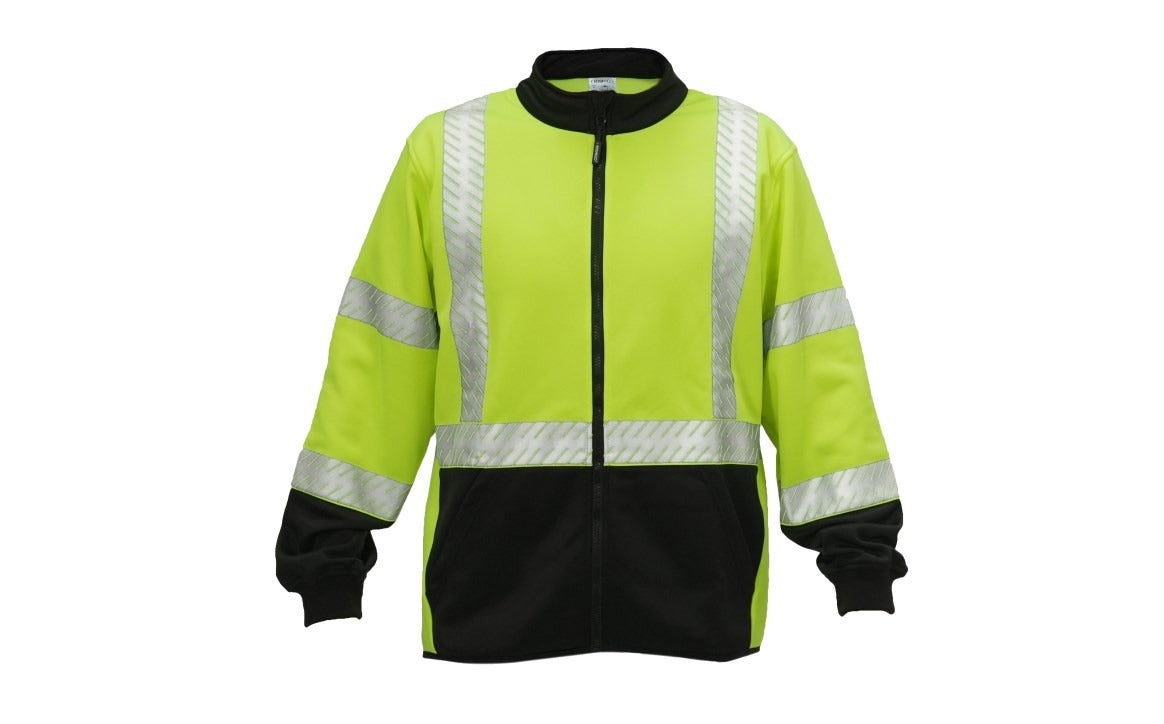 Sudadera con cuello alto y cremallera; color lima, clase 3; 4X