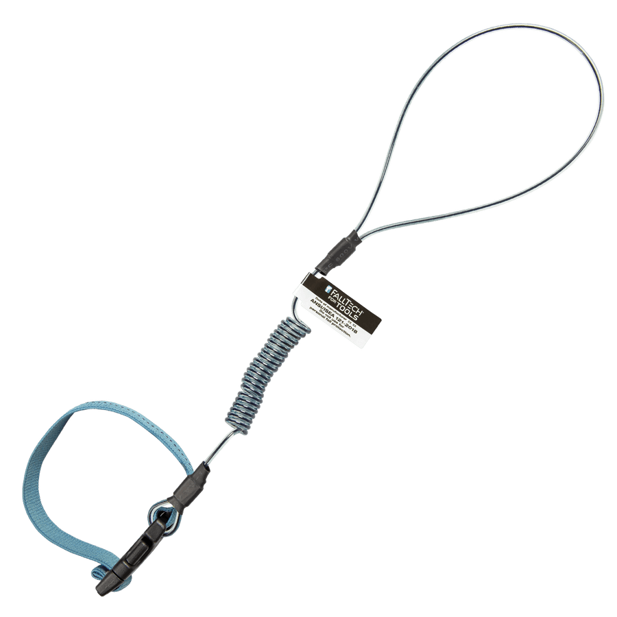 Hard Hat Tether, 2lbs, ANSI Stretch-Coil w/Web, Cinch-loop/Web and Adjuster 18'' 5/Pk