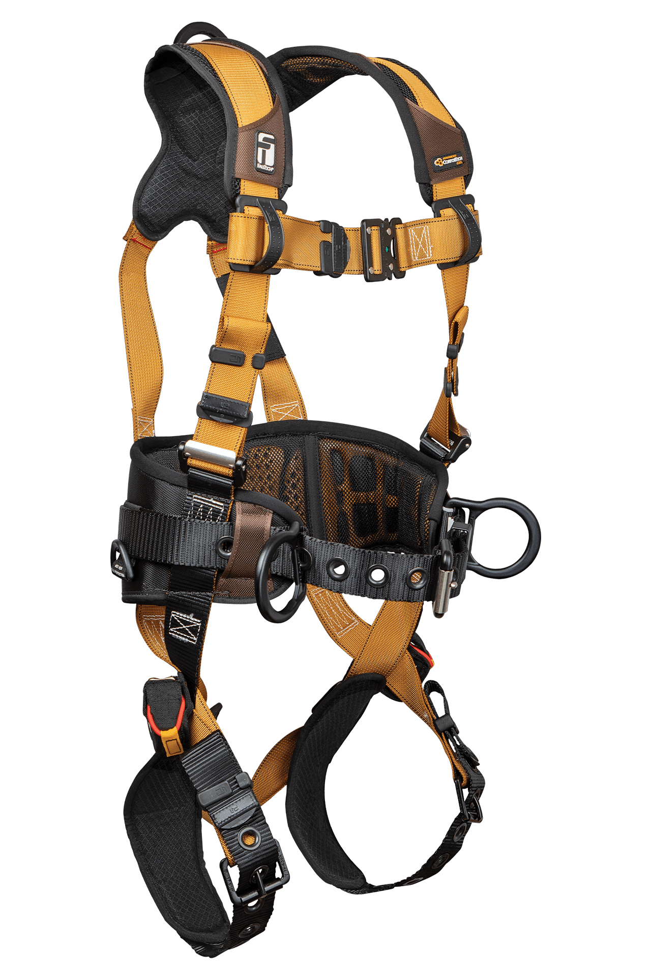 Falltech Advanced ComforTech Gel 3D Construction Belted Full Body Harness, Tongue Buckle Leg Adjustment; X-Large