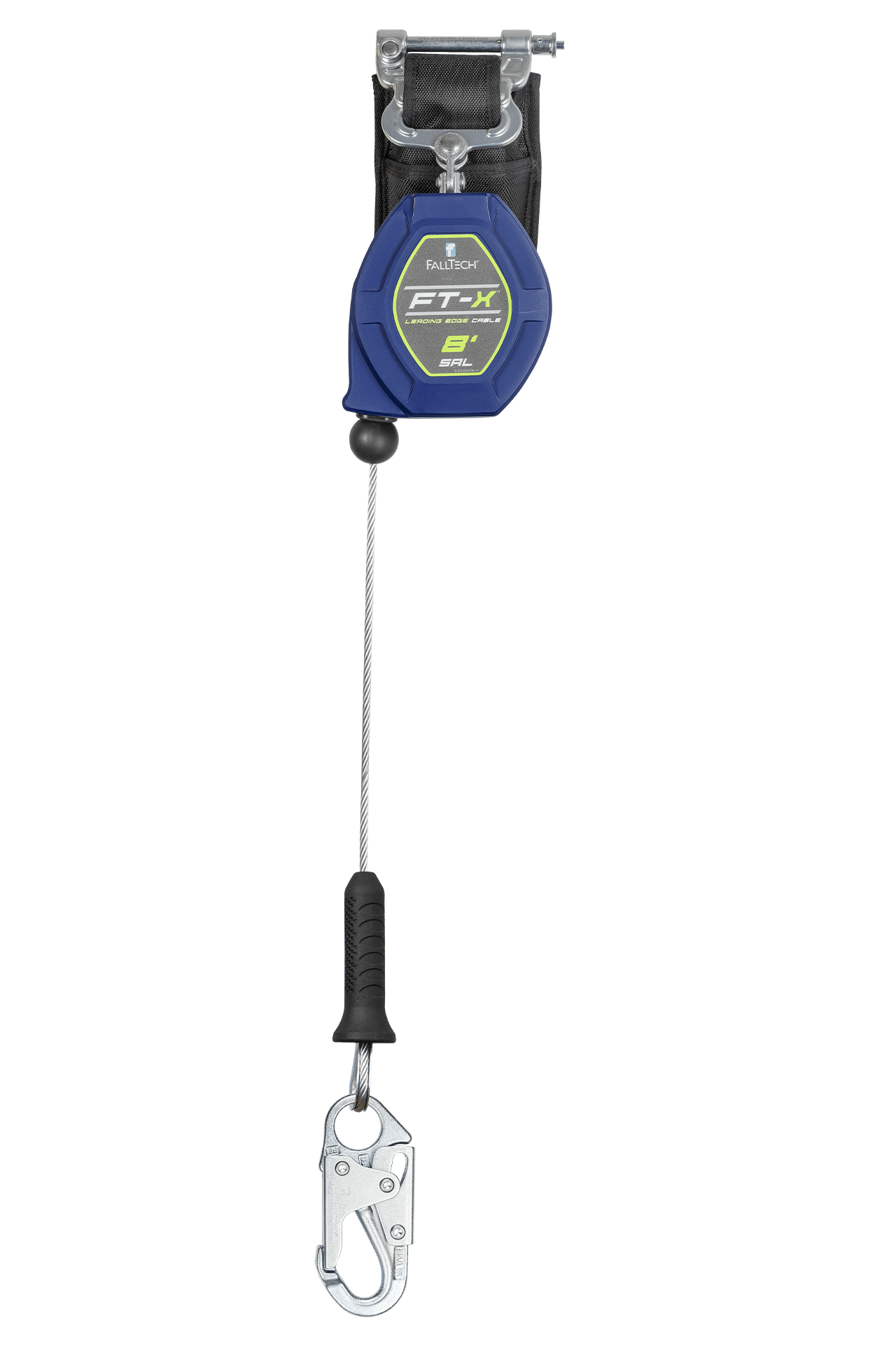SRL-P personal de borde de ataque de 8' FT-X, clase 2, de una sola pierna con gancho de seguridad de acero