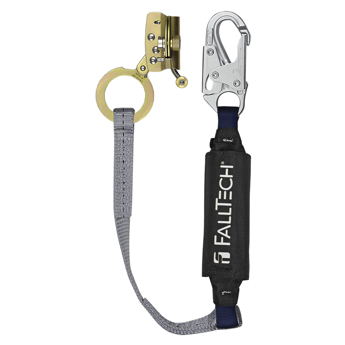 Hinged Trailing Fall Arrester with Anti-panic and 3' ViewPack Energy Absorbing Lanyard