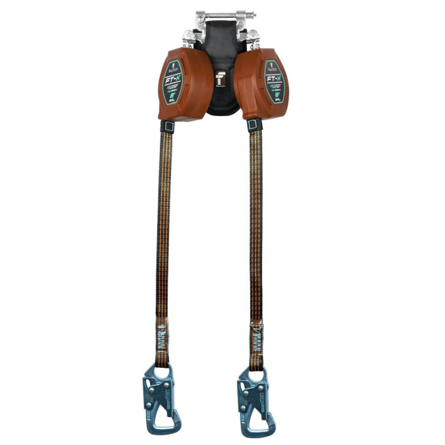 Cuerda de amarre SRL-P personal de borde de ataque FT-X™ EdgeCore™ de 8', clase 2, de dos patas con gancho de seguridad de acero de 5 k