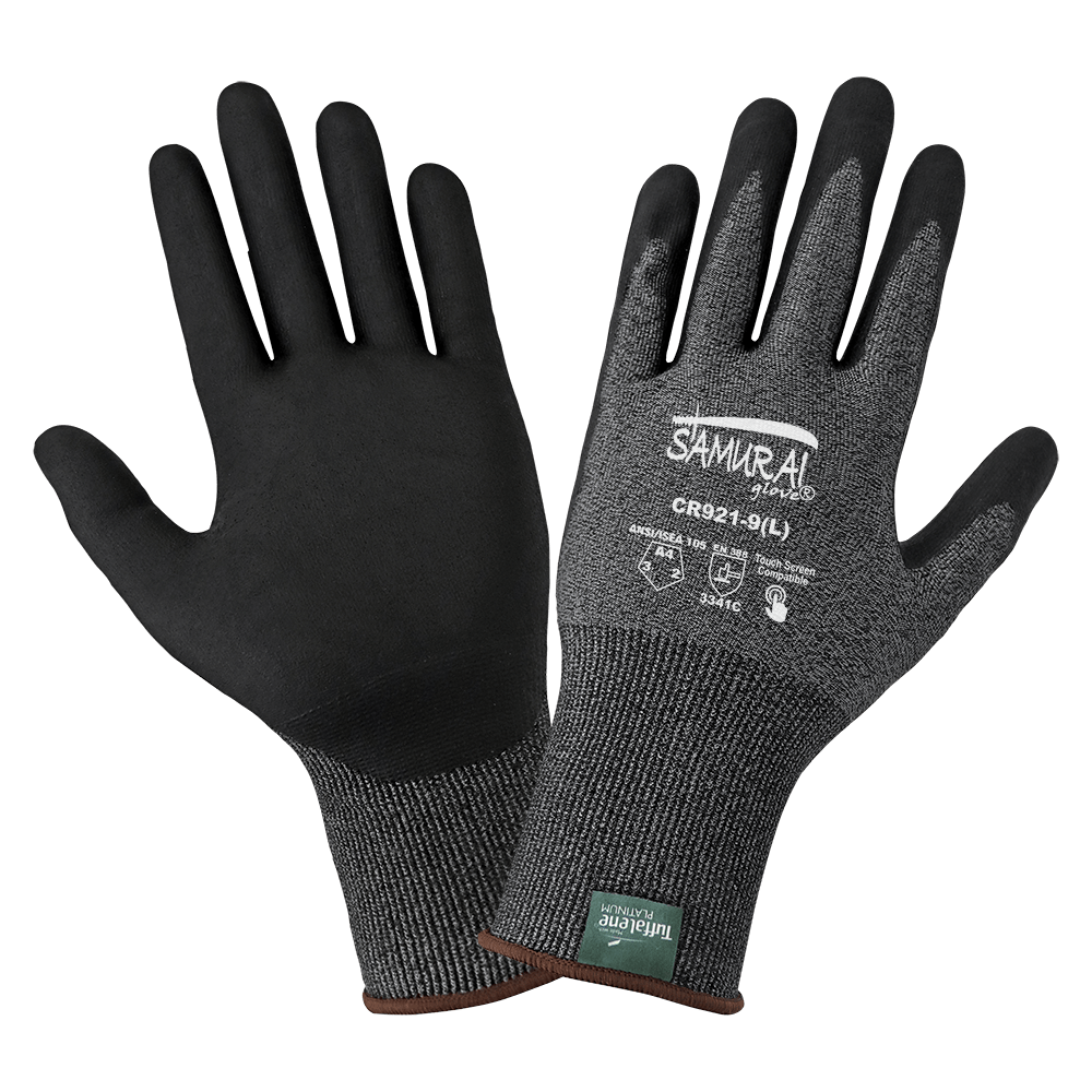 Samurai Glove Salt-and-Pepper Cut 4 Resistant Coated Touch Screen 21ga, Med