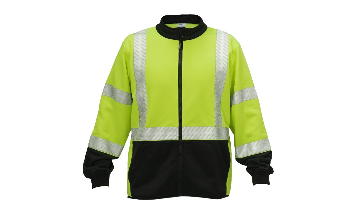 Mock Neck Zip Up Sweatshirt; Lime Class 3; X-Large