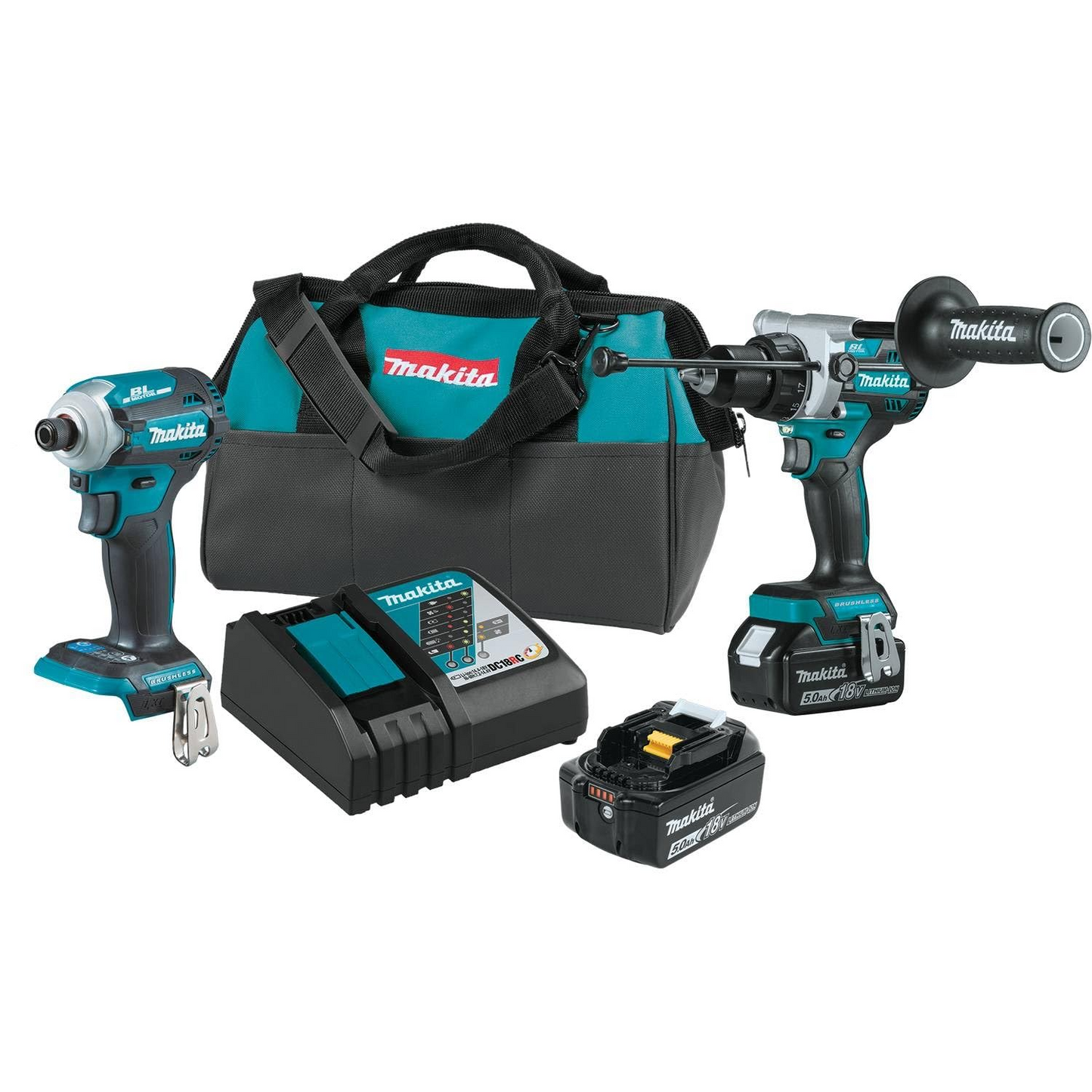 Kit combinado de 2 piezas de Makita LXT® de iones de litio sin escobillas de 18 V (5,0 Ah)