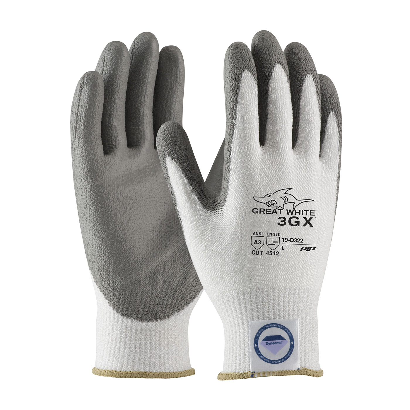 Great White, Blended Glove with Polyurethane Coated Flat Grip, Small