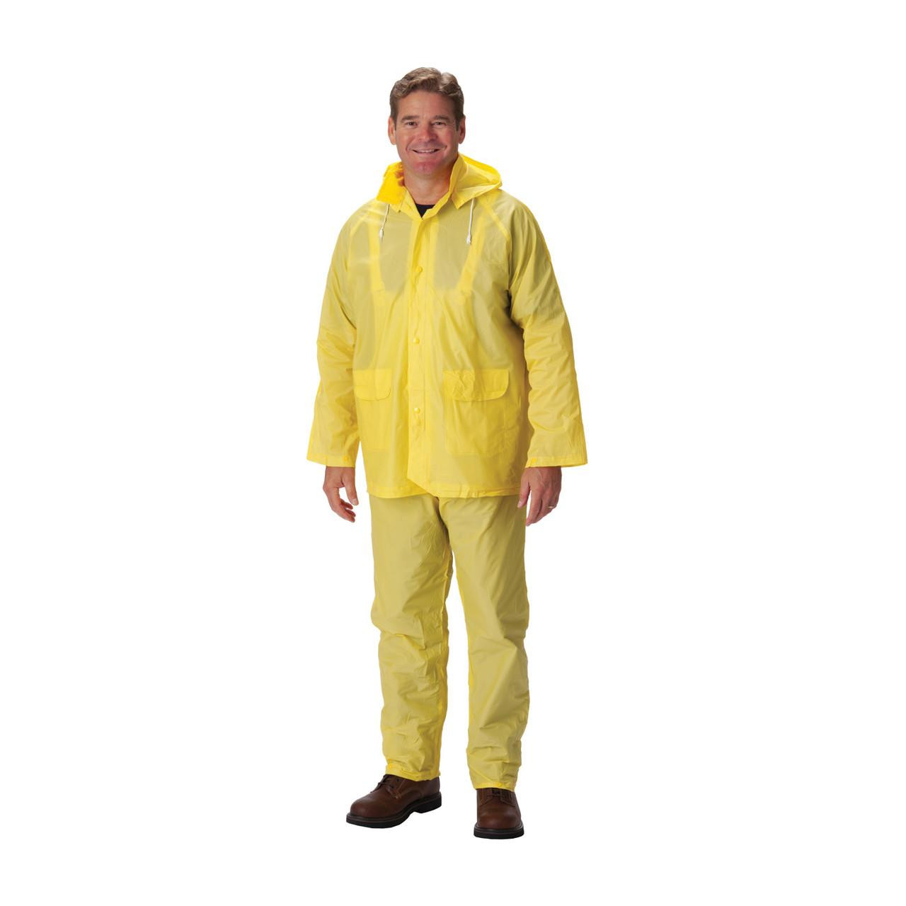 Traje de lluvia económico de tres piezas - 0,25 mm, grande