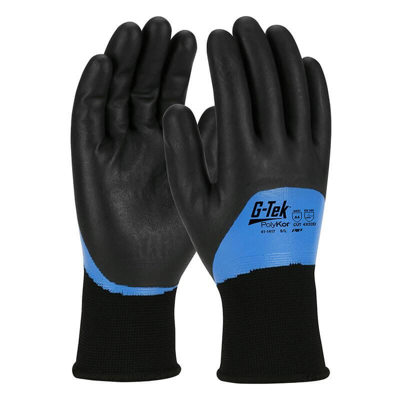 Seamless Knit PolyKor Blend Glove with Winter Liner; Double-Dipped Nitrile Foam Grip on Full Hand; Large