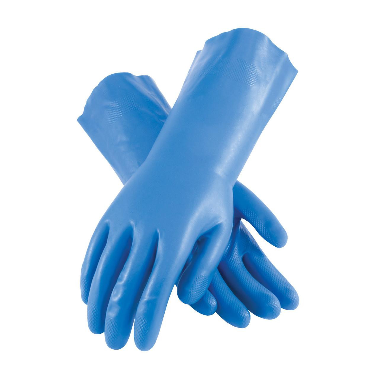 Chemical, Flock Lined with Raised Diamond Grip - 15 Mil; Blue, 12/pk; Large