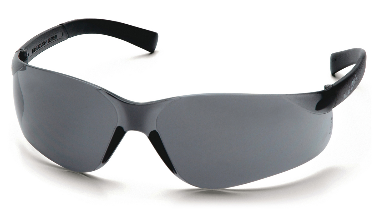 Mini Ztek, Frameless, Grey/Shaded, Integrated nosepiece. Soft, non-slip rubber temple tips provide non-binding fit.