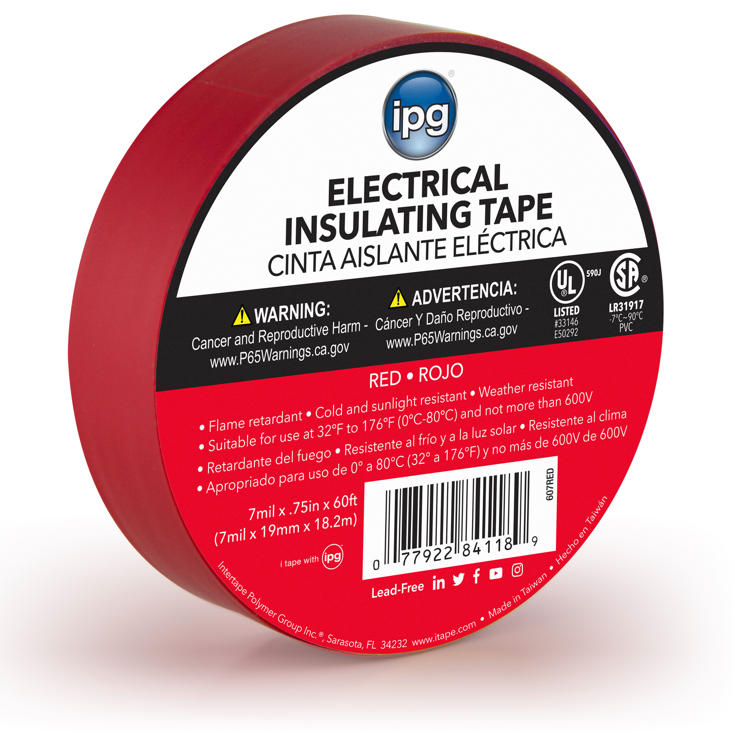 3/4" x 60 electrical tape RED