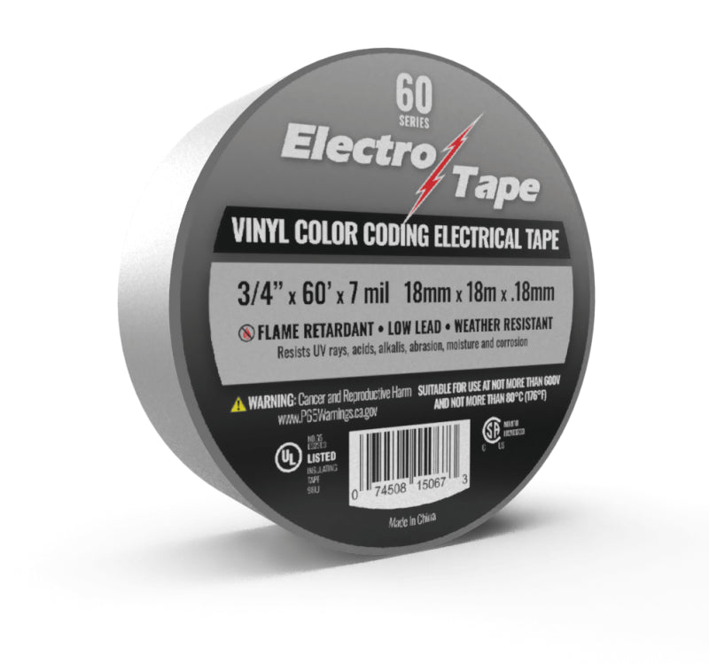 3/4" x 60' Grey Electrical Tape