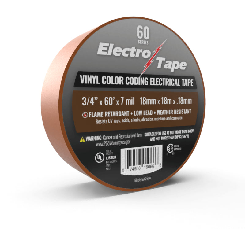 3/4" x 60' Brown Electrical Tape