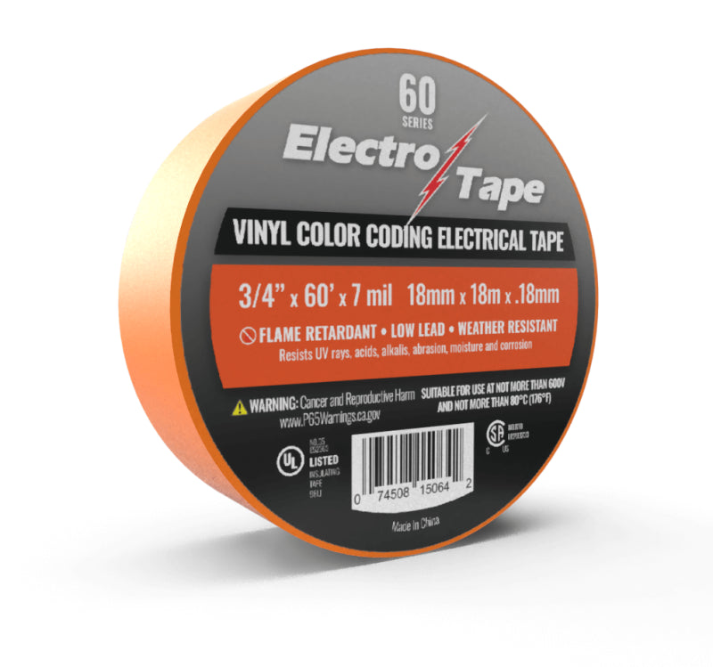 Cinta aislante naranja de 3/4" x 60'