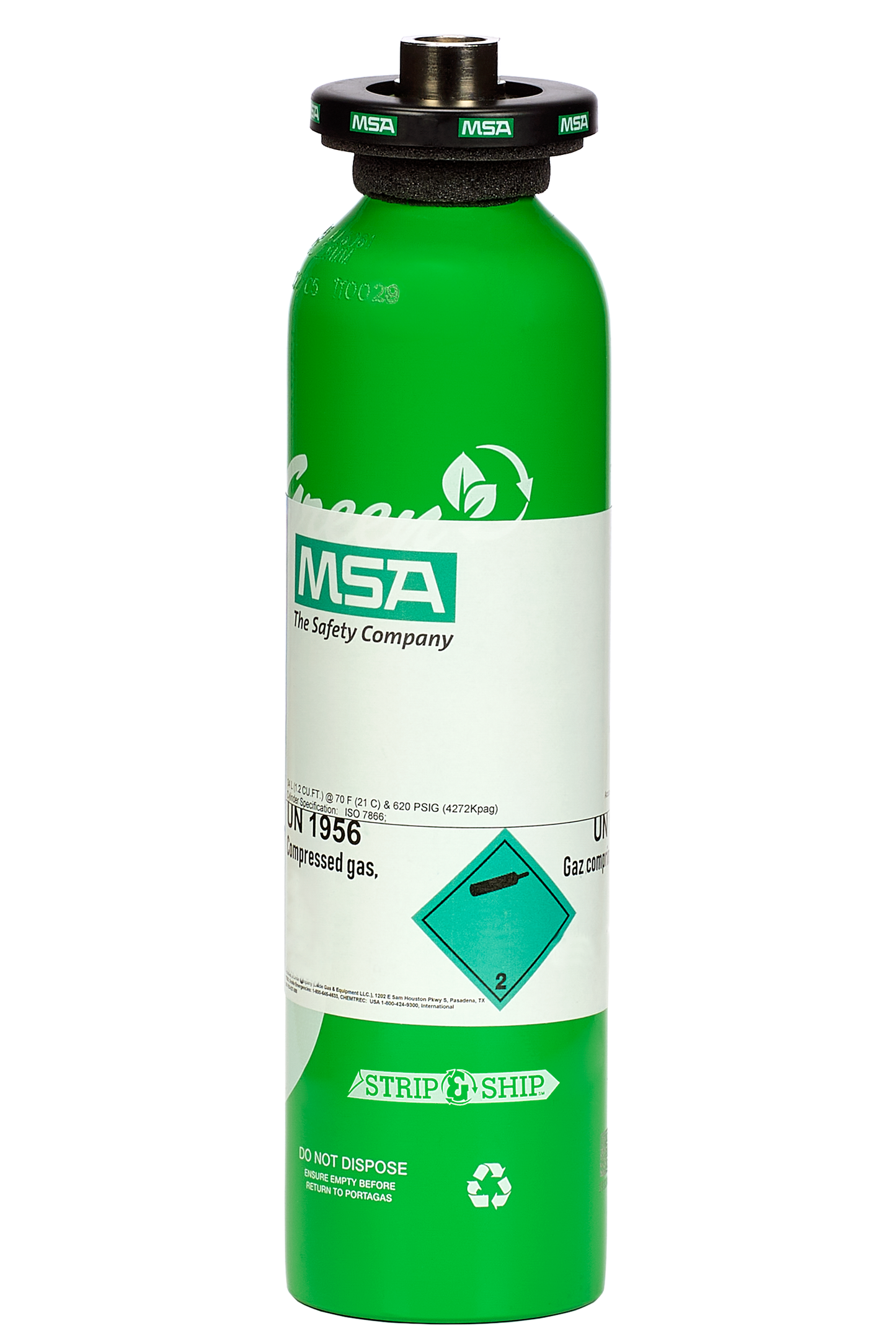 Calibration Cylinder, Gas, 34 L, (CH4)-1.45%, (O2)-15%, (CO)-60 PPM, (H2S)-20 PPM, Aluminum
