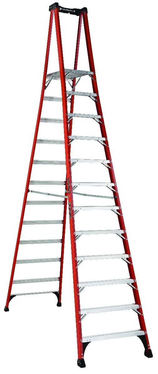 12' FG Pinnacle Platform Ladder Extended Rail ProTop Type IAA 375b Rated