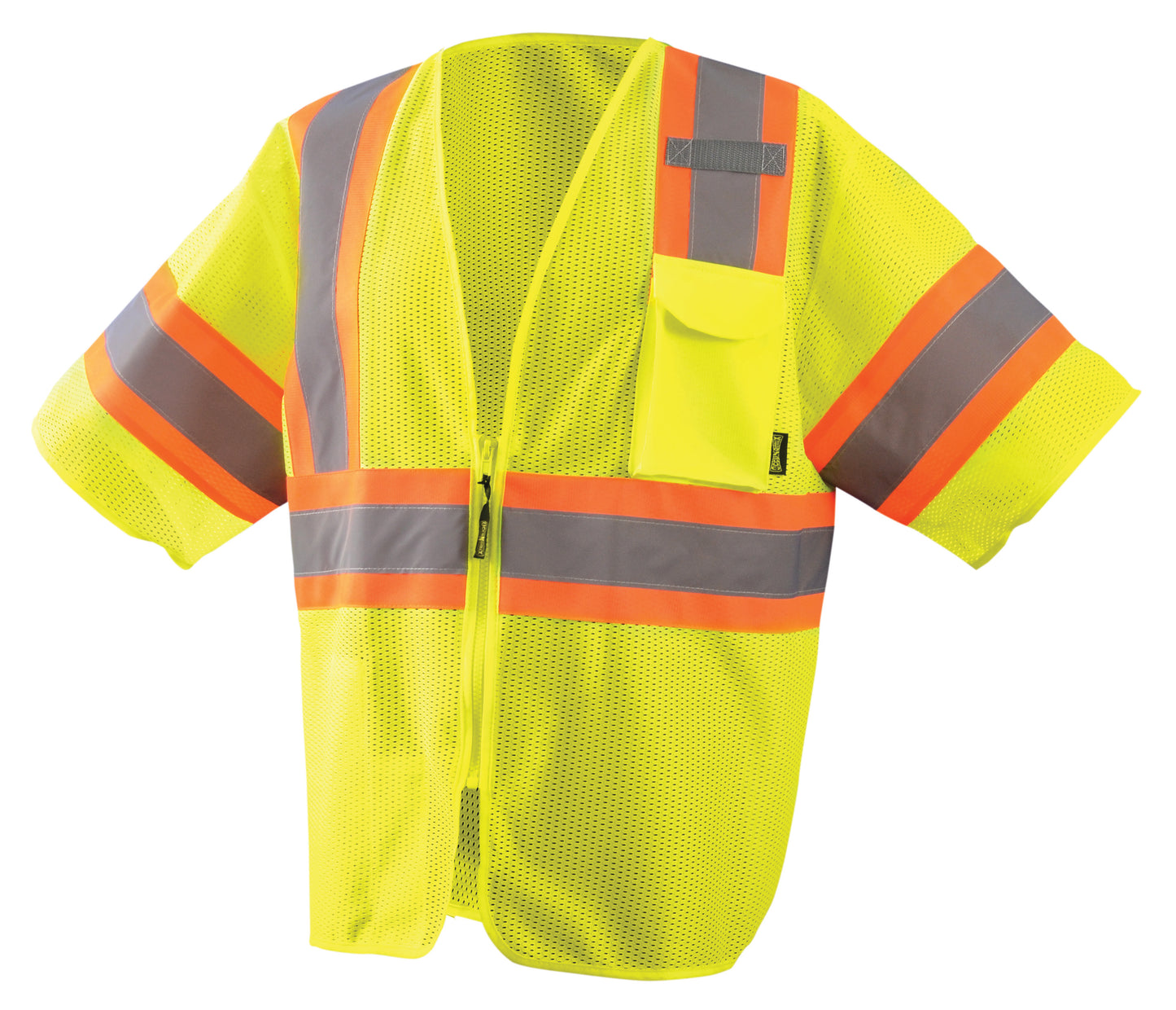 Mesh Two-Tone Vest W/Zipper; Class 3 - Yellow; Med