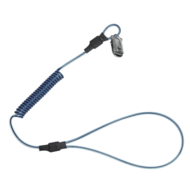 2 lb Stretch-coil Hard Hat Tether with choke-on cinch-loop and snap-clip, 18" 5pk