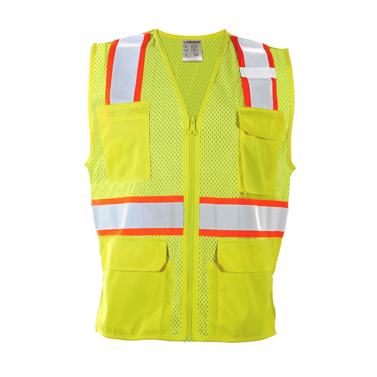 LIME, CLASS 2, WOMEN'S ALL MESH CONTRAST VEST, 2XLrg