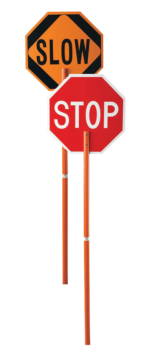 Stop/Slow, Plastic Paddle with Engineer Grade Sheeting and 81" Plastic Handle