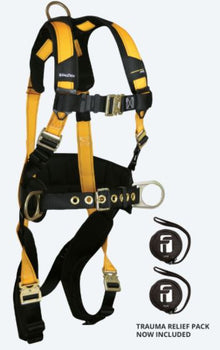 Journeyman Flex Steel 3D Construction Belted Full Body Harness, Tongue Buckle Leg Adjustment; 4XL
