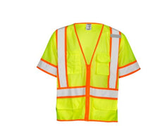 Chaleco de malla de 6 bolsillos color lima MLK, clase 3, talla 5X