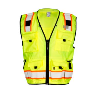 MLK Lime Green C2 Surveyor's Vest w/ Tablet Pckt, 5 Pckts 3X