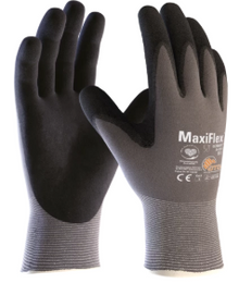 Guante ATG MaxiFlex Ultimate de nailon/elastano sin costuras con agarre de microespuma recubierto de nitrilo en la palma, clasificación de resistencia a cortes, pequeño