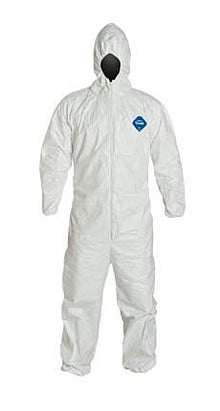 Tyvek Coverall With Hood, Elastic Wrists, and Ankles Large