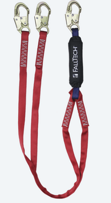 6' Ironman 12' free fall Energy Absorbing Lanyard, Double-leg with Steel Snap Hooks