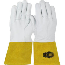 Ironcat Premium Top Grain Kidskin Leather Tig Glove with Kevlar Stitching- Split Leather Gauntlet Cuff; Medium